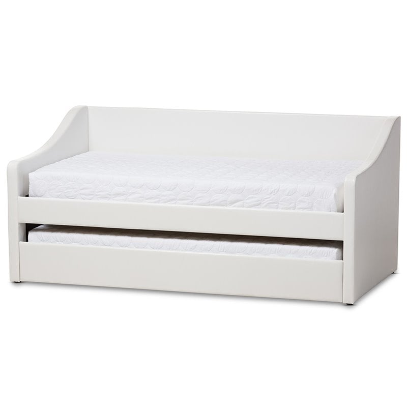 Baxton Studio Barnstorm Faux Leather Daybed with Trundle in White