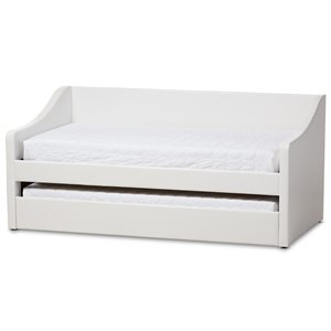 baxton studio barnstorm faux leather daybed with trundle in white