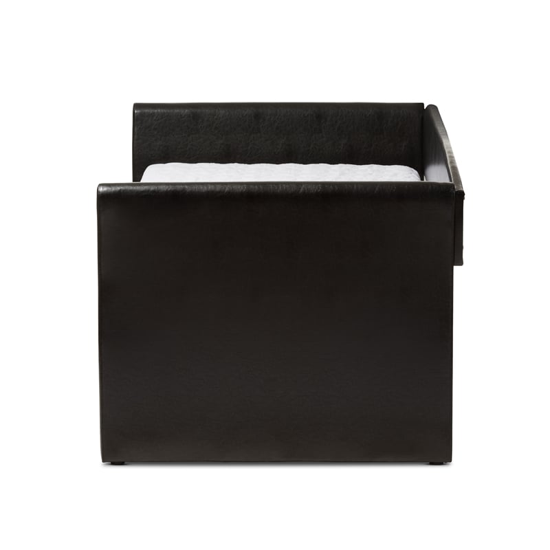 Baxton Studio Camino Faux Leather Daybed with Trundle in Black