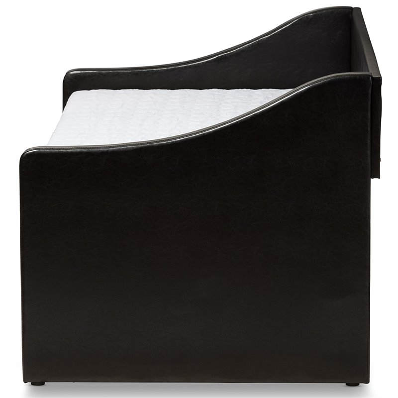 Baxton Studio Camino Faux Leather Daybed with Trundle in Black