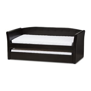 Baxton Studio Camino Faux Leather Daybed with Trundle in Black