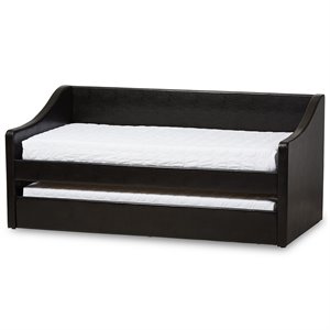 baxton studio camino faux leather daybed with trundle in black