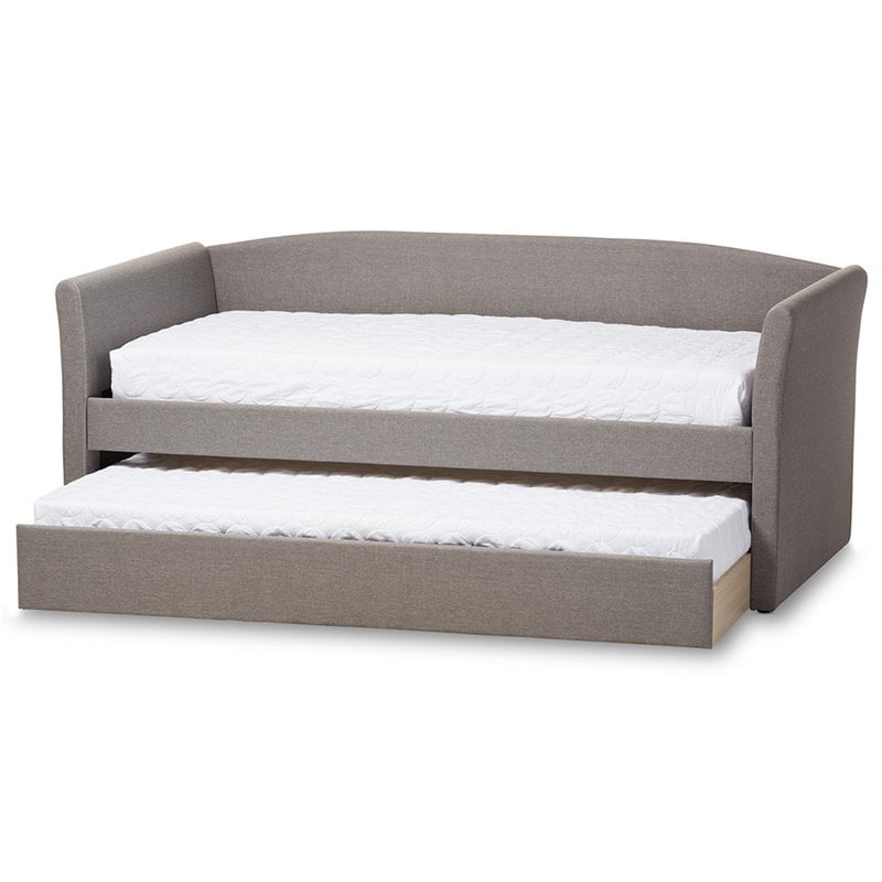 Baxton Studio Camino Upholstered Daybed with Trundle in Gray