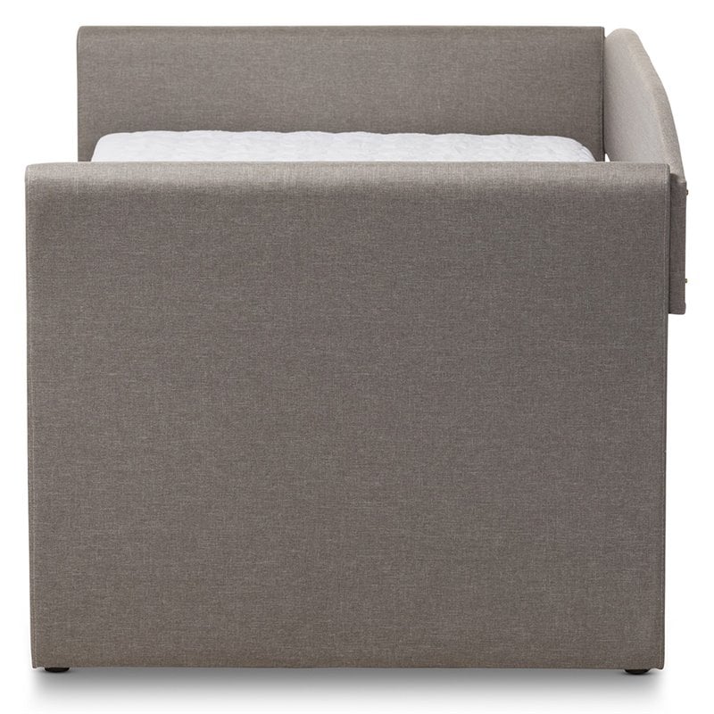 Baxton Studio Camino Upholstered Daybed with Trundle in Gray
