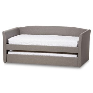 Baxton Studio Camino Upholstered Daybed with Trundle in Gray
