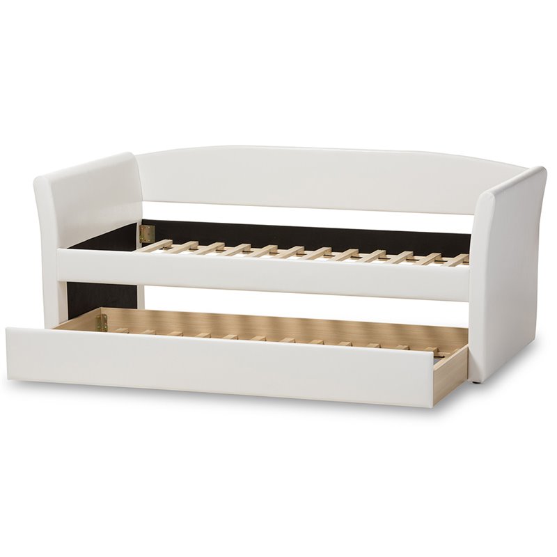 Baxton Studio Camino Faux Leather Daybed with Trundle in White