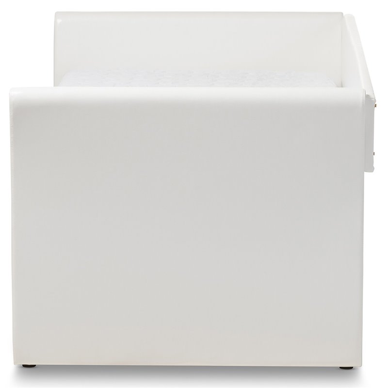 Baxton Studio Camino Faux Leather Daybed with Trundle in White