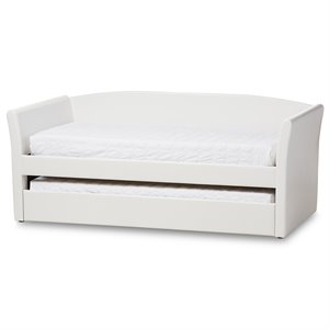 baxton studio camino faux leather daybed with trundle in white