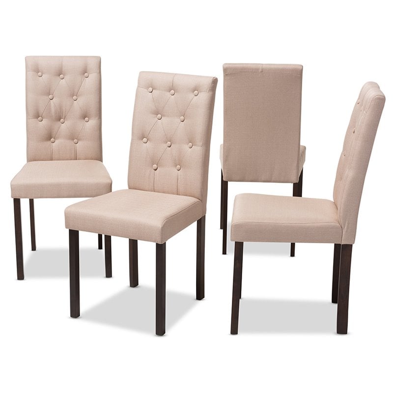 Baxton Studio Gardner Tufted Dining Side Chair in Beige (Set of 4)