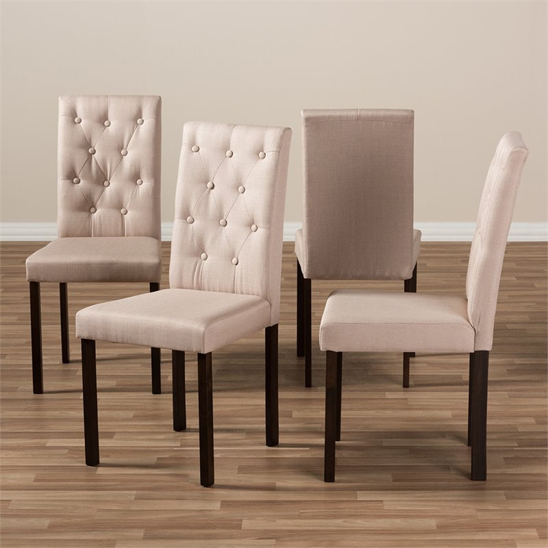 Baxton Studio Gardner Tufted Dining Side Chair in Beige (Set of 4)