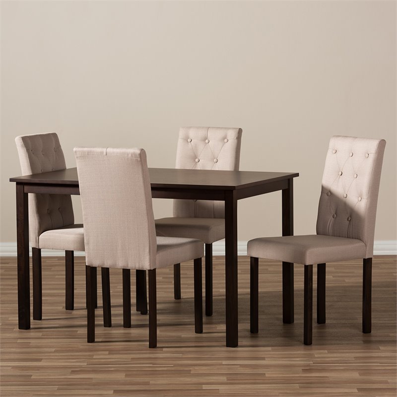 Baxton Studio Gardner 5 Piece Tufted Dining Set in Brown and Beige