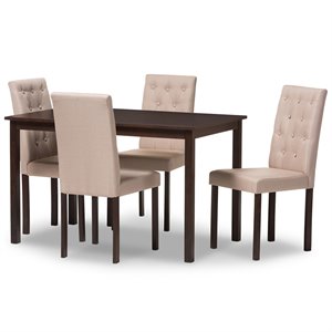 Baxton Studio Gardner 5 Piece Tufted Dining Set in Brown and Beige