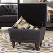 Baxton Studio Annabelle Tufted Storage Ottoman in Dark Gray and Walnut