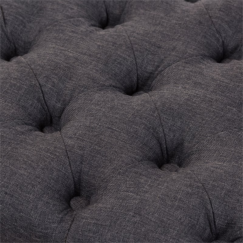 Baxton Studio Annabelle Tufted Storage Ottoman in Dark Gray and Walnut