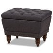 Baxton Studio Annabelle Tufted Storage Ottoman in Dark Gray and Walnut