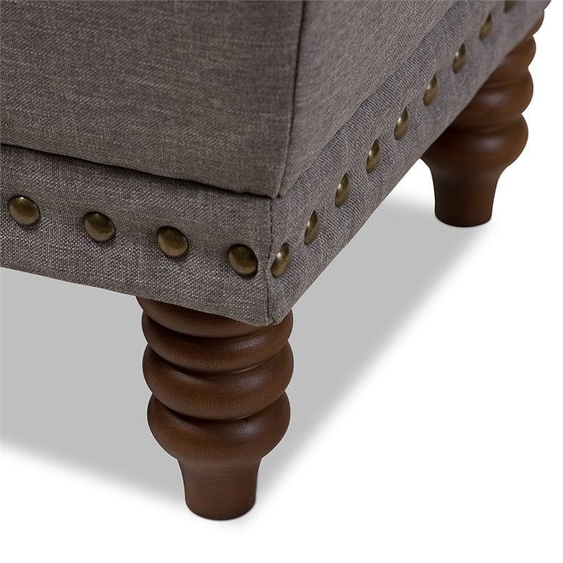 Baxton Studio Annabelle Tufted Storage Ottoman in Gray and Walnut