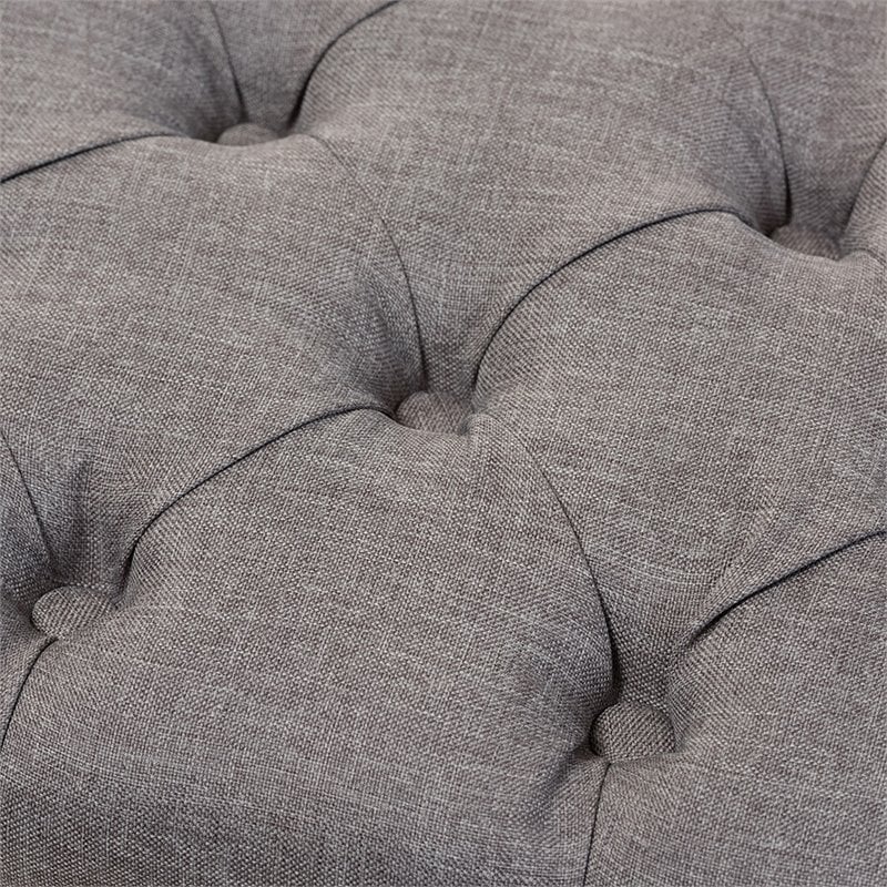 Baxton Studio Annabelle Tufted Storage Ottoman in Gray and Walnut