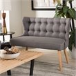 Baxton Studio Melody Tufted Wingback Loveseat in Gray and Light Brown