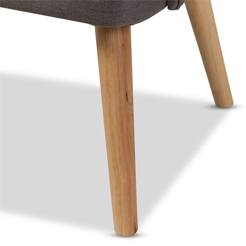 Baxton Studio Melody Tufted Wingback Loveseat in Gray and Light Brown