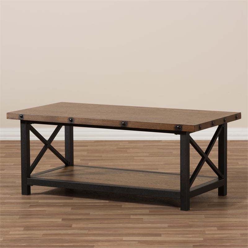 Baxton Studio Herzen Coffee Table in Antique Black and Brown