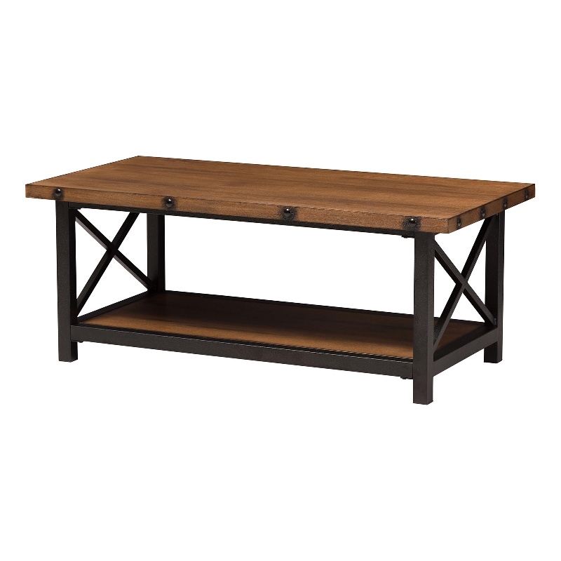 Baxton Studio Herzen Rustic Industrial Style Antique Black Textured Finished Metal Distressed Wood Occasional Cocktail Kitchen Cart