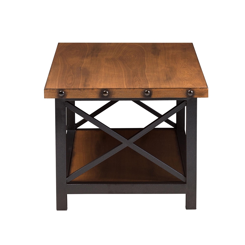 Baxton Studio Herzen Rustic Industrial Style Antique Black Textured Finished Metal Distressed Wood Occasional Cocktail Kitchen Cart