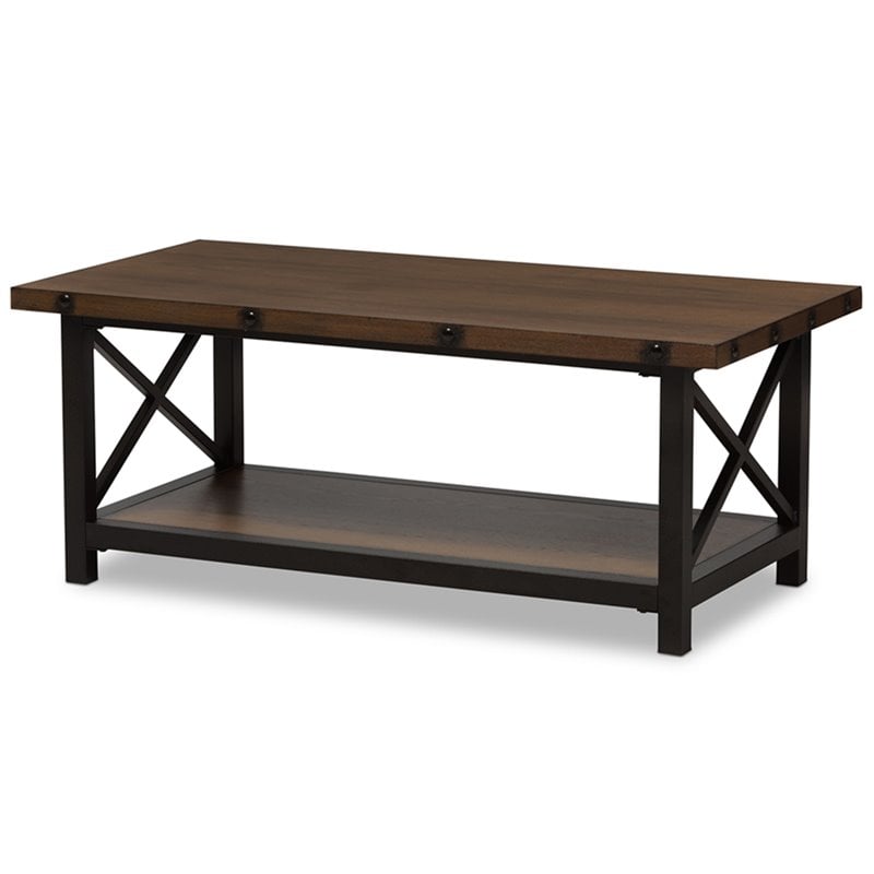 baxton studio herzen rustic industrial console table