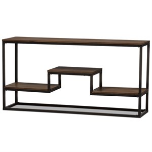 baxton studio doreen console table in antique black and weathered oak