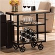 Baxton Studio Kennedy Bar Cart in Distressed Oak and Antique Black
