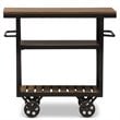 Baxton Studio Kennedy Bar Cart in Distressed Oak and Antique Black