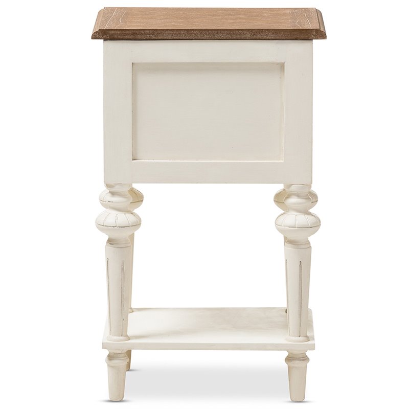 Baxton Studio Marquetterie 2 Drawer Nightstand in Oak and White