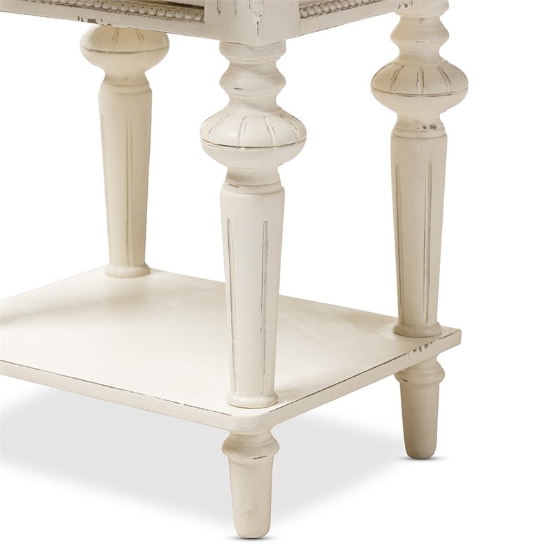 Baxton Studio Marquetterie 2 Drawer Nightstand in Oak and White