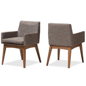 Baxton Studio Nexus Dining Arm Chair in Gray and Brown (Set of 2)
