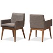 Baxton Studio Nexus Dining Arm Chair in Gray and Brown (Set of 2)