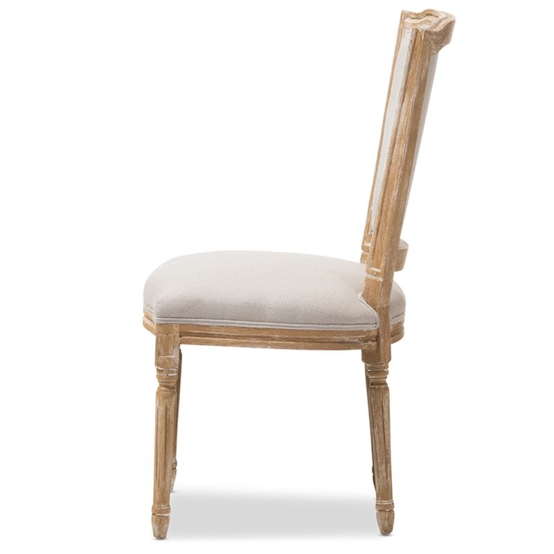 Baxton Studio Cadencia Dining Side Chair in Weathered Oak and Beige