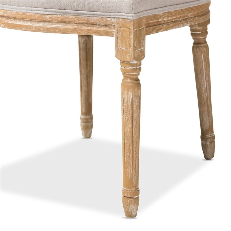 Baxton Studio Cadencia Dining Side Chair in Weathered Oak and Beige