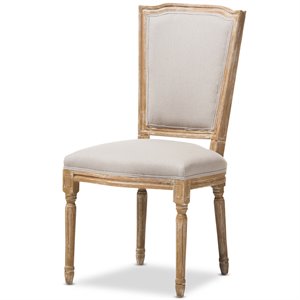 baxton studio cadencia dining side chair in weathered oak and beige