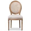 Baxton Studio Adelia Dining Side Chair in Weathered Oak and Beige