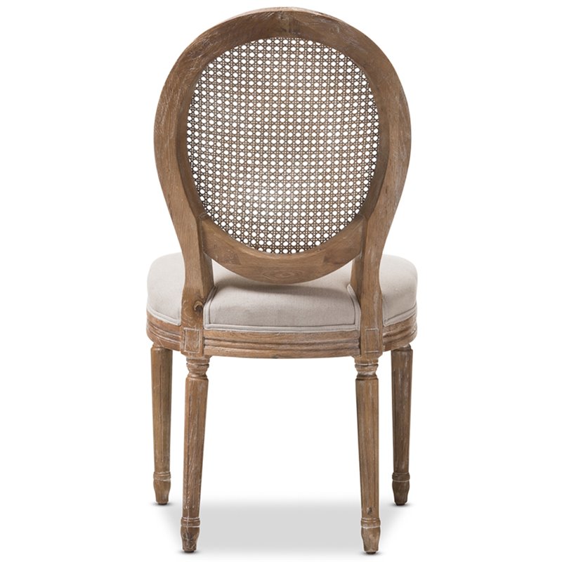Baxton Studio Adelia Dining Side Chair in Weathered Oak and Beige