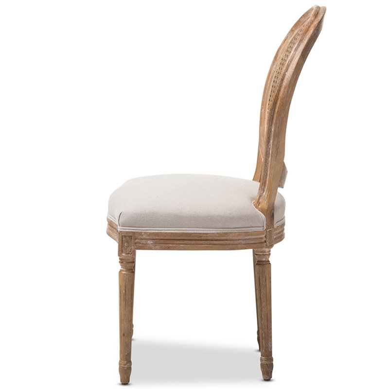Baxton Studio Adelia Dining Side Chair in Weathered Oak and Beige