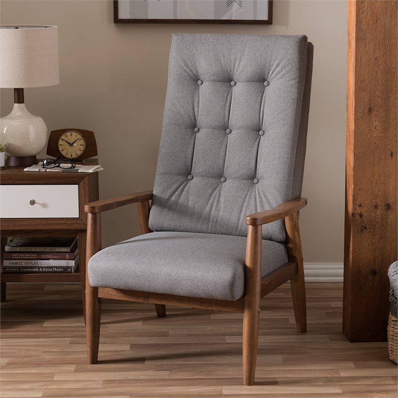 Baxton Studio Roxy Tufted Accent Chair in Gray and Brown