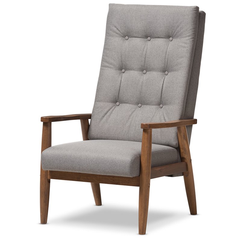 Baxton Studio Roxy Tufted Accent Chair in Gray and Brown