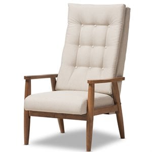 Baxton Studio Roxy Tufted Accent Chair in Light Beige and Brown
