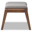 Baxton Studio Roxy Fabric Upholstered Ottoman in Gray and Walnut Brown