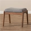 Baxton Studio Roxy Fabric Upholstered Ottoman in Gray and Walnut Brown