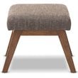 Baxton Studio Aberdeen Upholstered Ottoman in Gravel Gray and Walnut