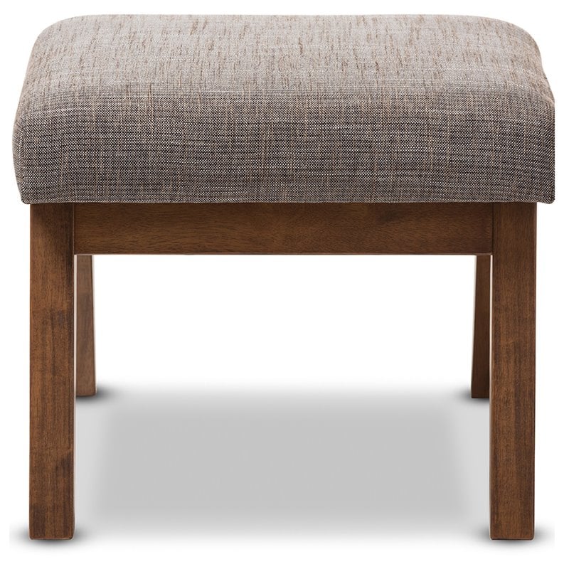 Baxton Studio Aberdeen Upholstered Ottoman in Gravel Gray and Walnut