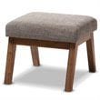 Baxton Studio Aberdeen Upholstered Ottoman in Gravel Gray and Walnut