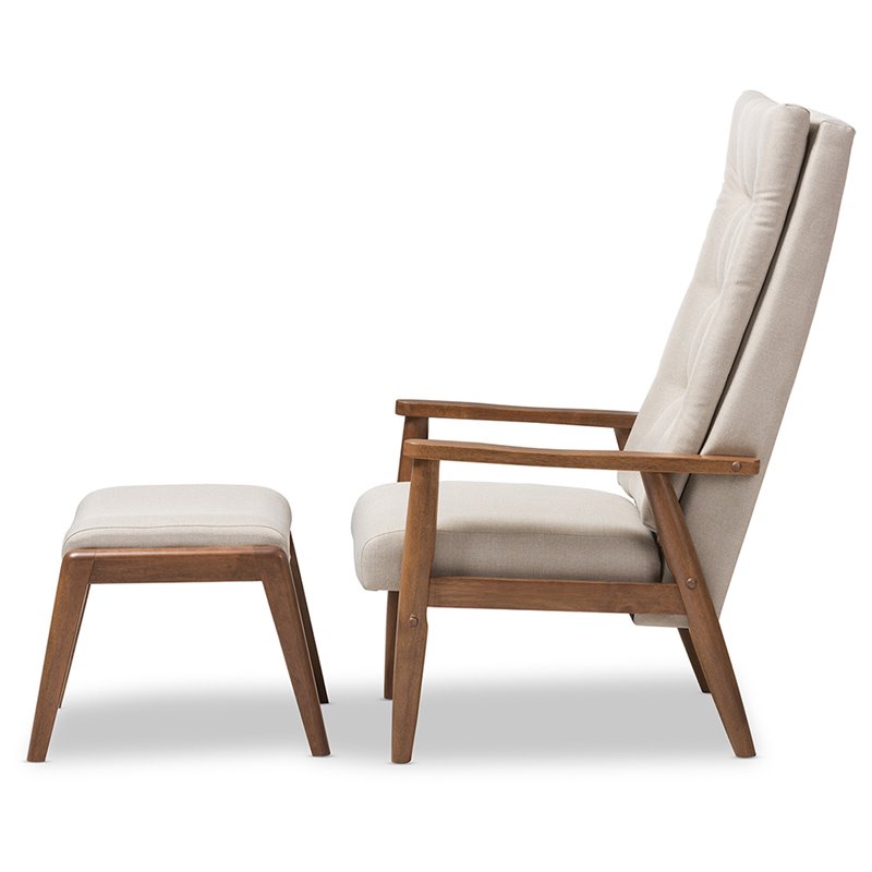 Baxton Studio Roxy Tufted Accent Chair and Ottoman Set in Light Beige