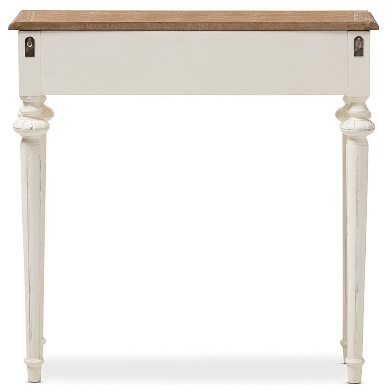 Baxton Studio Marquetterie Console Wood Table in Weathered Oak and White
